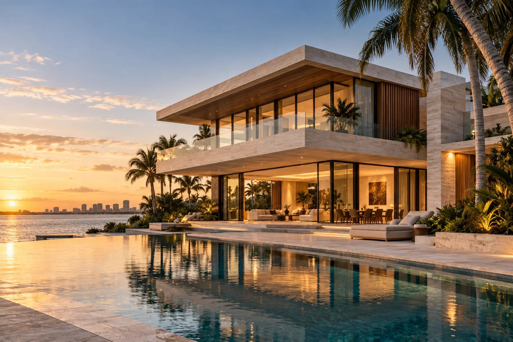 Conceptual architecture of a modern Florida waterfront residence